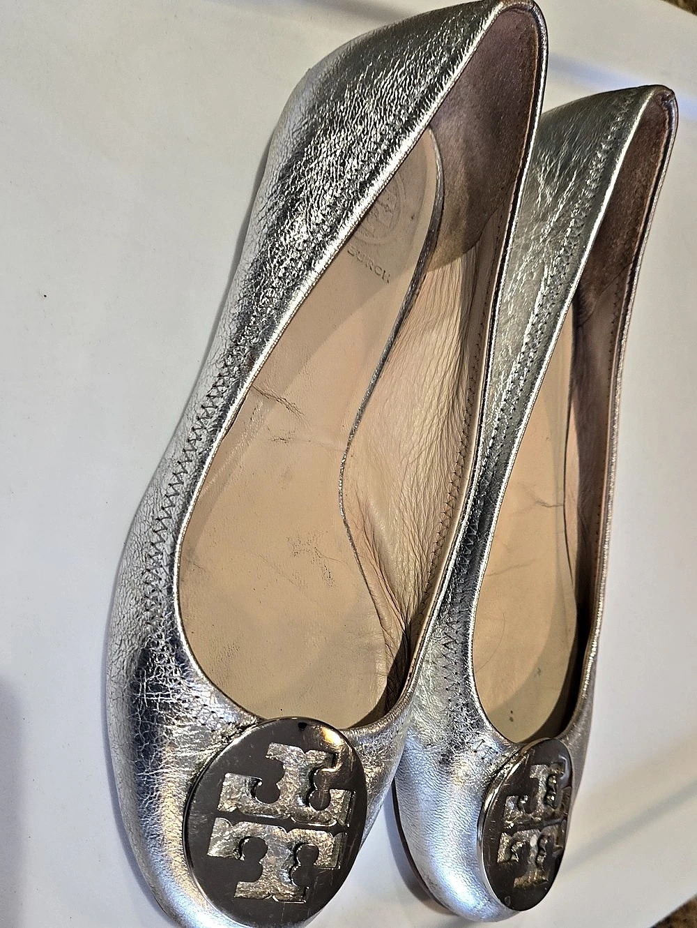 Tory Burch Ballet Flat Silver US 8.5 - Picture 2 of 8
